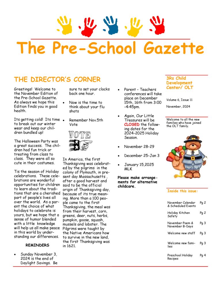 Our Little Treasures November 2024 gazette